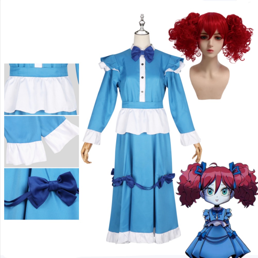 Poppy Red Hair Cosplay Costume - Anime Cosplay Blue Hair avaliação e preço