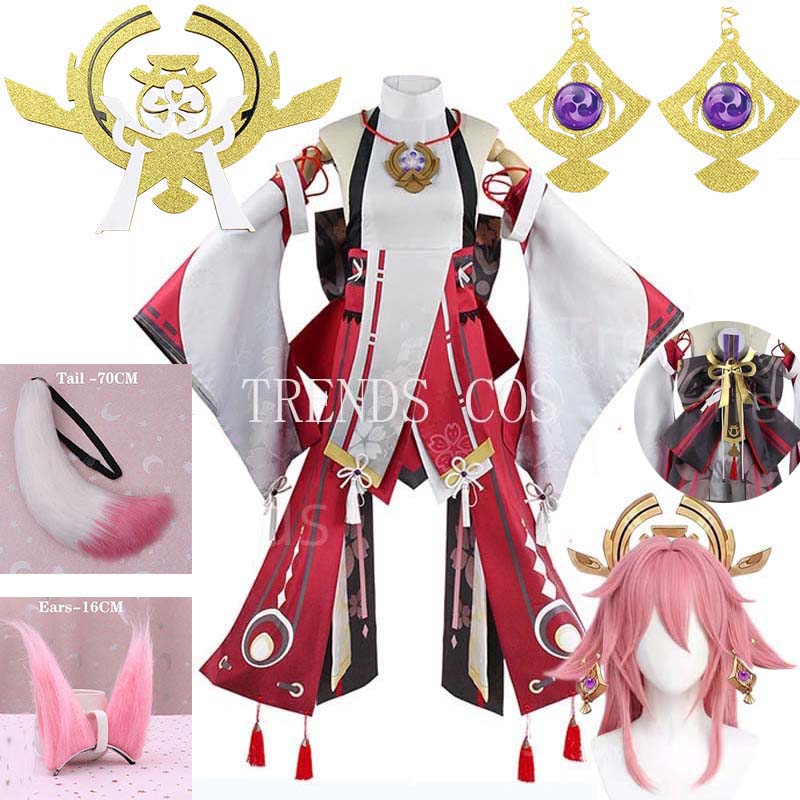 Yae Miko Full Set Guuji Yae Co - Cosplay Anime Yae Miko avaliação e preço
