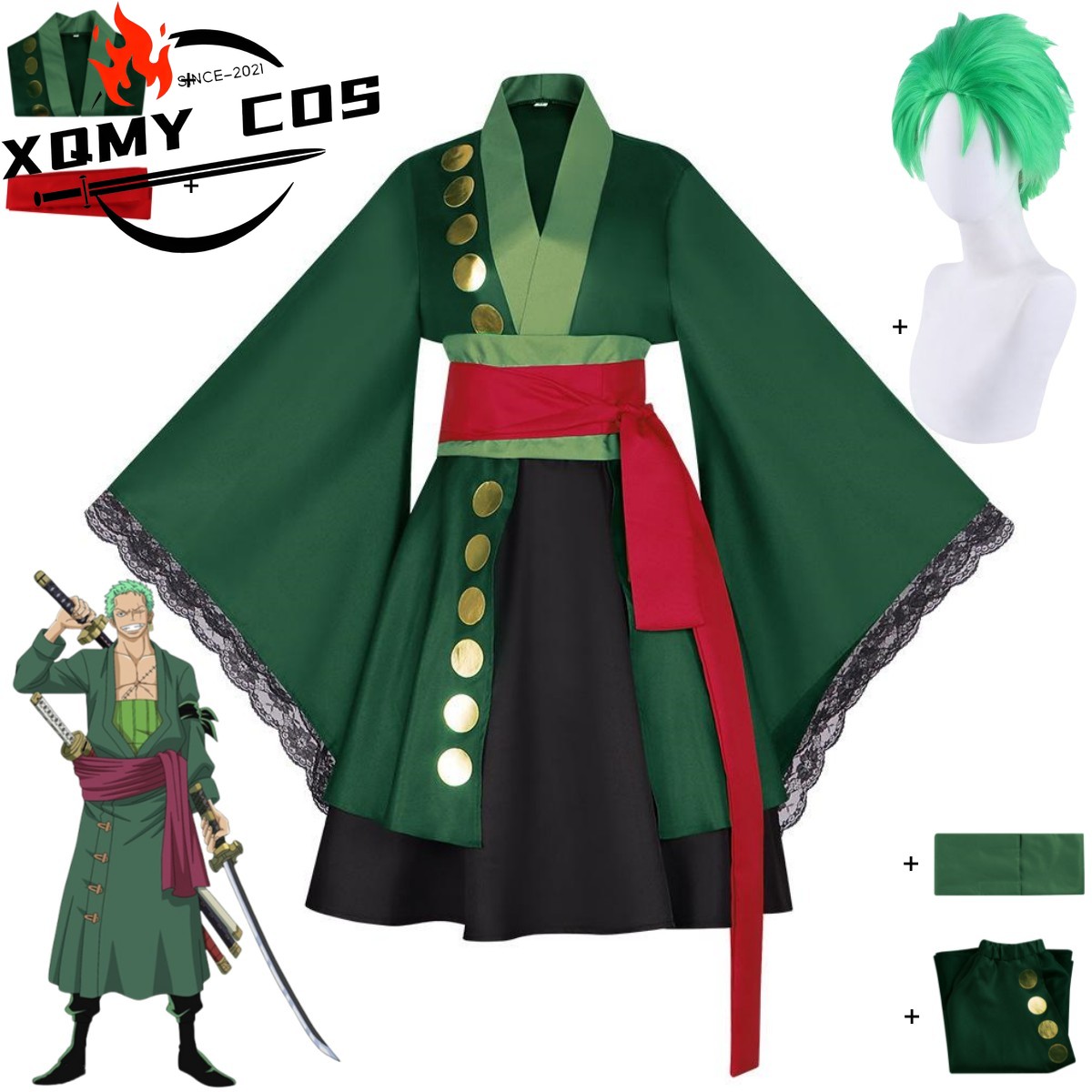 XqAnime Roronoa Zoro Cosplay C - Anime Zoro Cosplay Female avaliação e preço