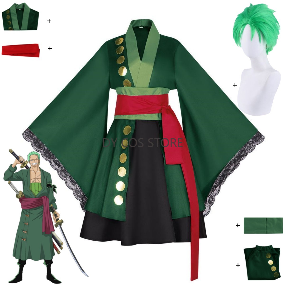 Anime Roronoa Zoro Cosplay Cos - Anime Zoro Cosplay Female avaliação e preço