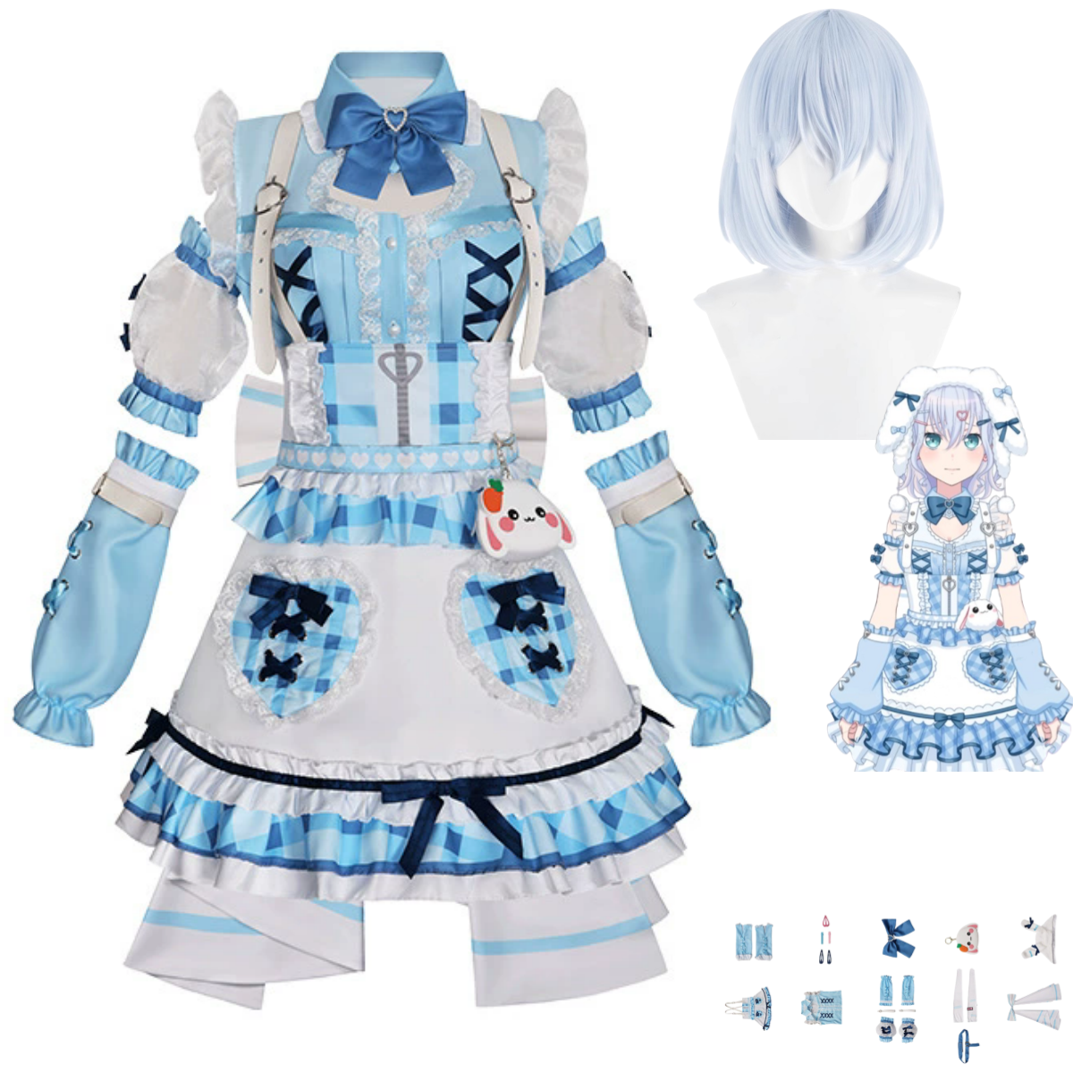 Anime BanG Dream Kurata Mashir - Anime Cosplay Blue Hair avaliação e preço