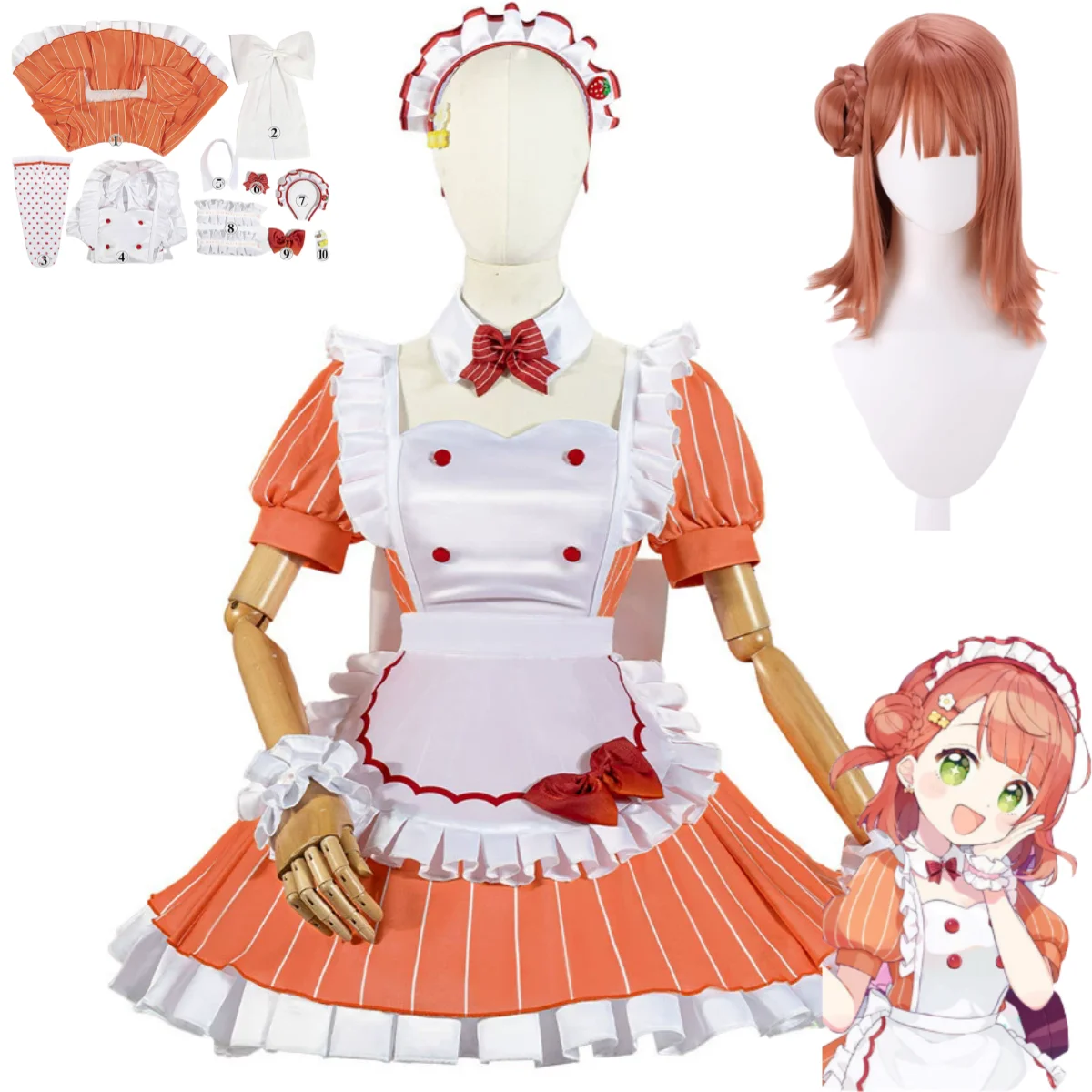 Maid Dress Lolita Skirt Wig Wo - Anime Cosplay Maid avaliação e preço